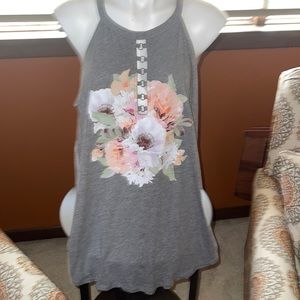 Grey floral tank